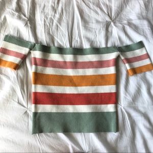 Stripe Off-the-Shoulder Crop Top